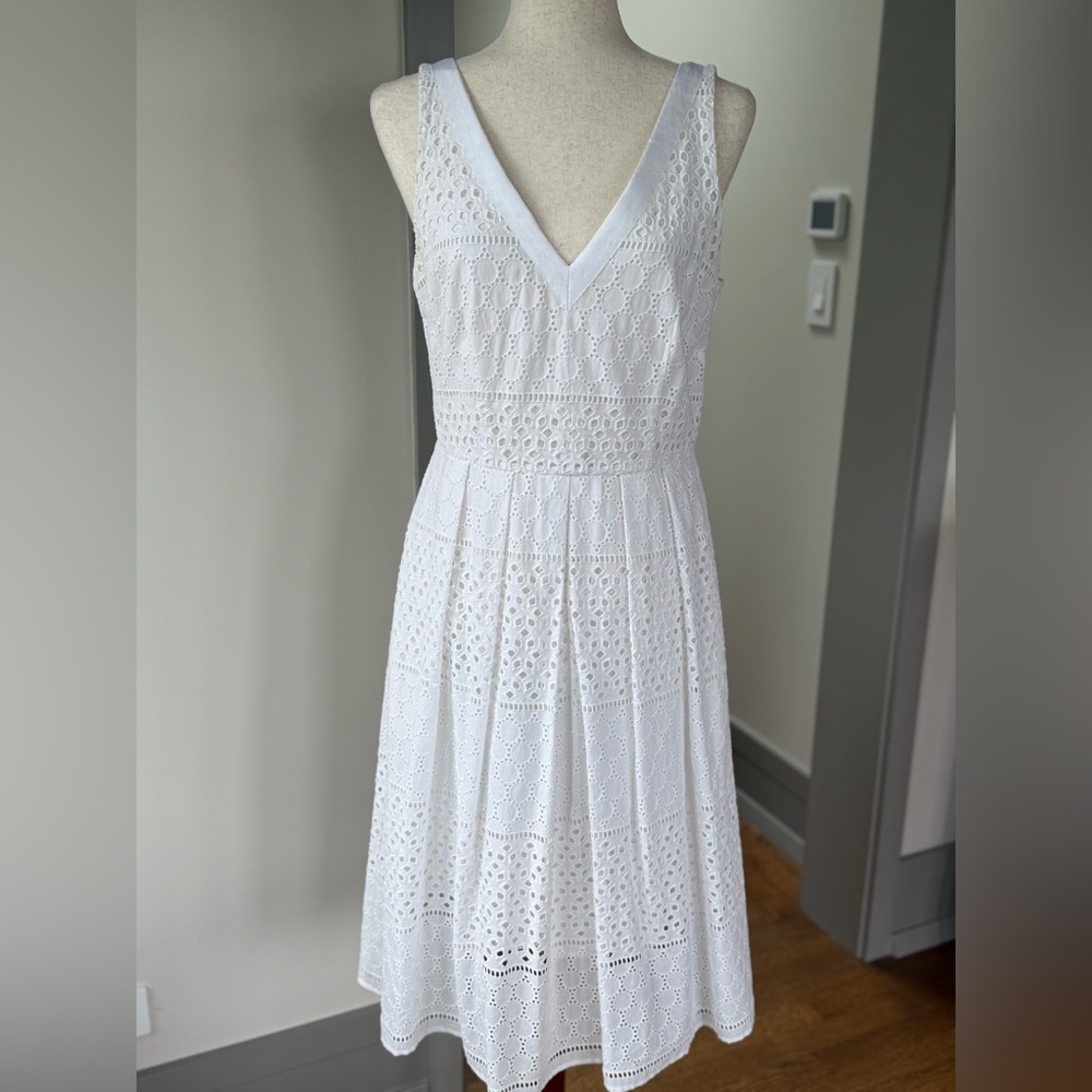 Eliza J White Eyelet Midi Dress